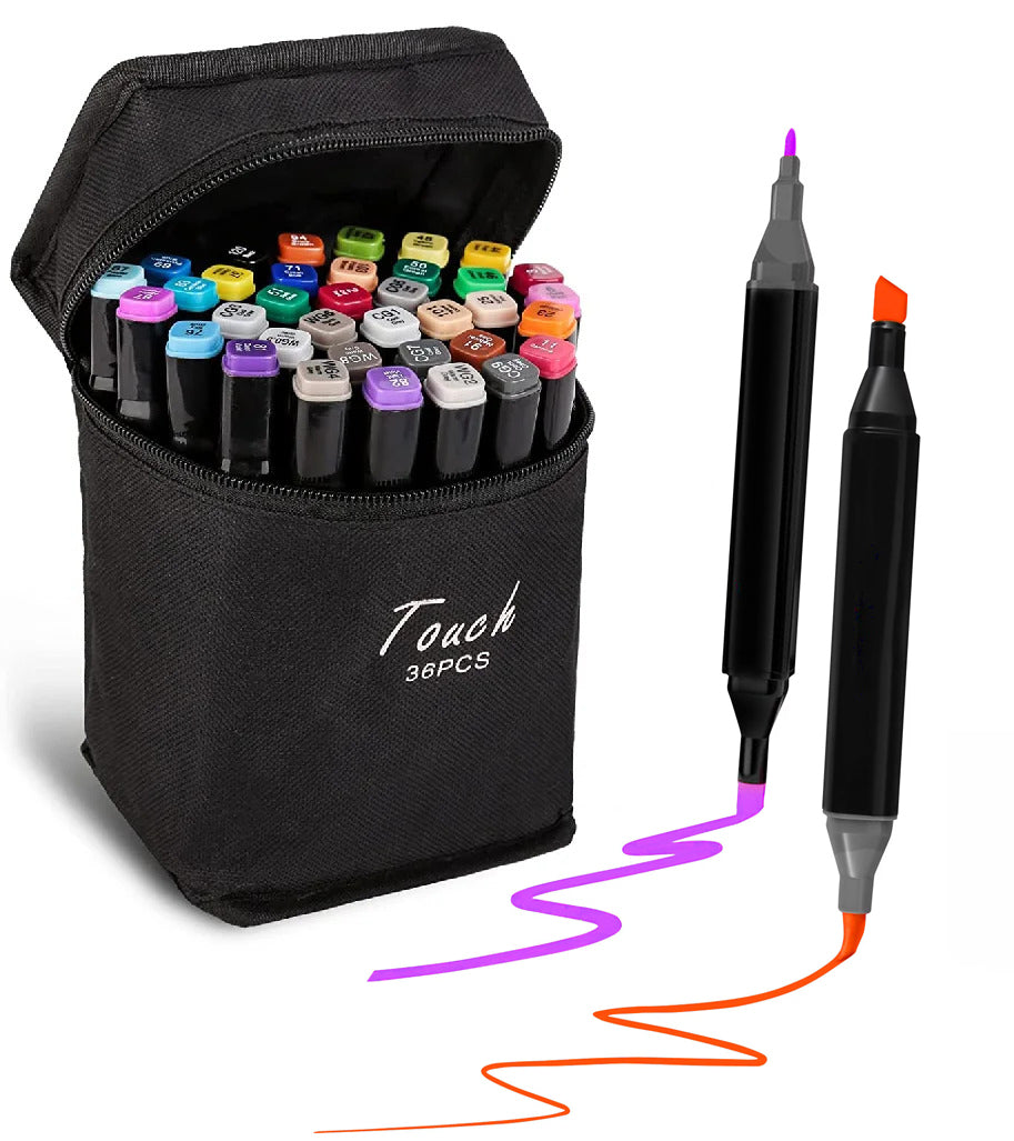 Set Markere Multicolore cu Cerneală pe Bază de Alcool – Cu Dublu Capăt