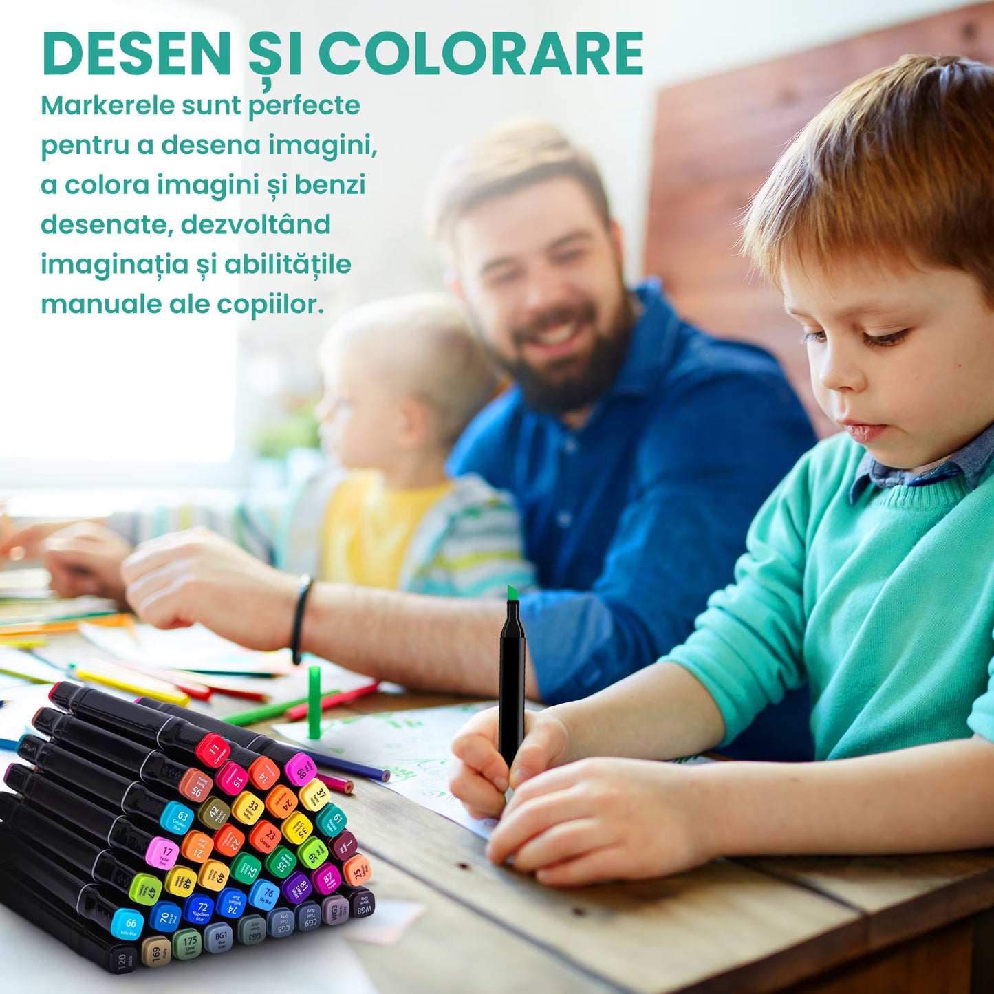 Set Markere Multicolore cu Cerneală pe Bază de Alcool – Cu Dublu Capăt