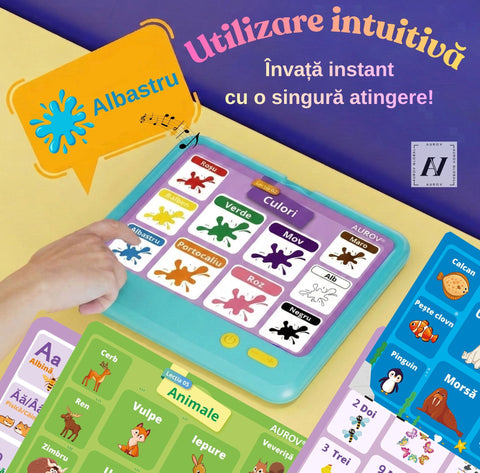 Cititor Tactil de carduri în limba Română , Învață 500+ Cuvinte prin Atingere, model 2026!