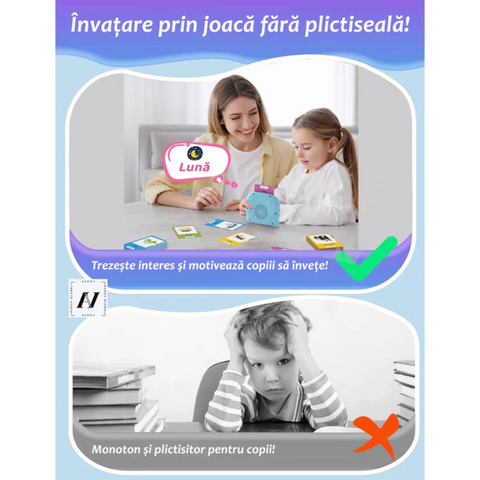 Cititor de carduri în limba Română, Jucărie educativă pentru copii, ideală pentru învățarea cuvintelor!
