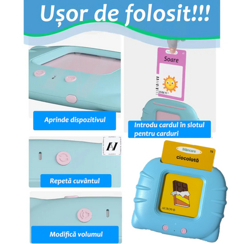 Cititor de carduri în limba Română, Jucărie educativă pentru copii, ideală pentru învățarea cuvintelor!
