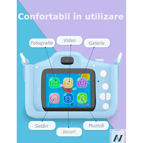 Aparat Foto Interactiv pentru Copii – 4 în 1: Poze, Video, Muzică și Jocuri!