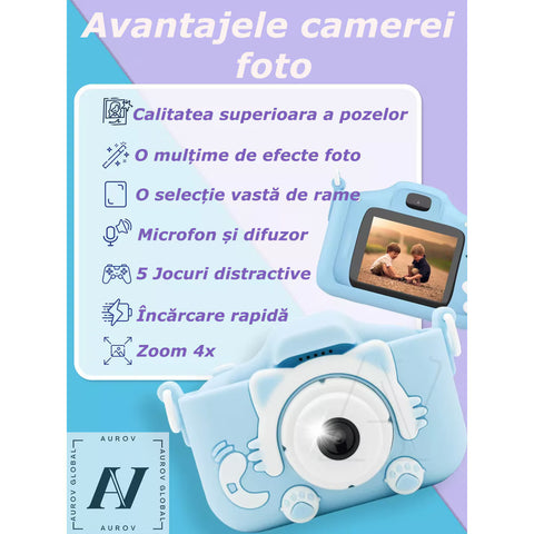 Aparat Foto Interactiv pentru Copii – 4 în 1: Poze, Video, Muzică și Jocuri!