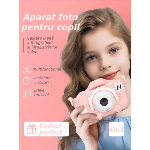 Aparat Foto Interactiv pentru Copii – 4 în 1: Poze, Video, Muzică și Jocuri!