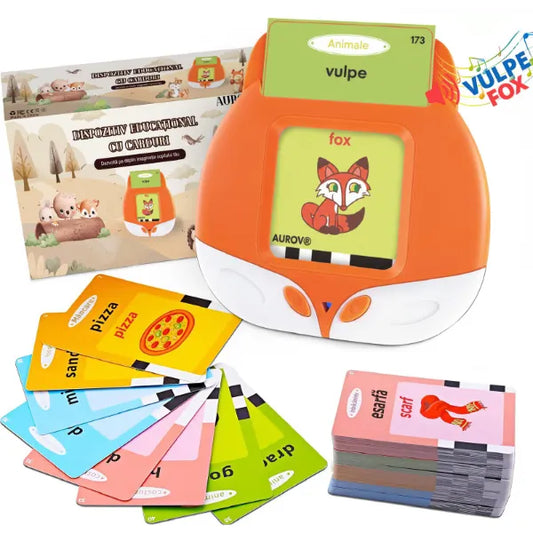 Cititor de carduri în limba Română și Engleză, Jucărie educativă pentru copii, ideală pentru învățarea cuvintelor!